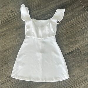 White Ruffle Sleeve Dress